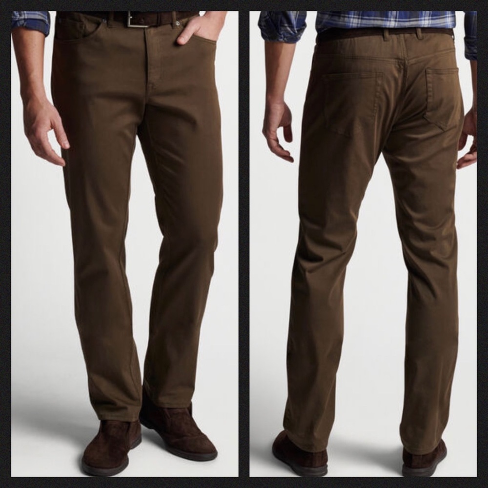 Peter Millar Size 36 Twill 5 Pocket Pants - Dark Brown, Like New!
